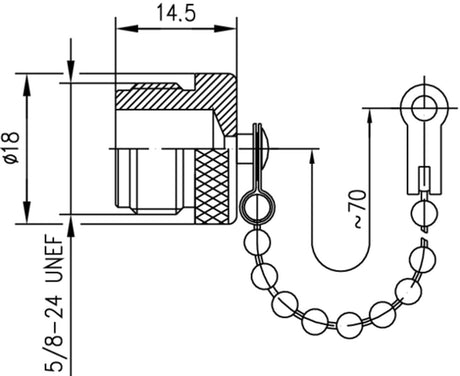 Telegärtner N-Male met stofkap en ketting schema