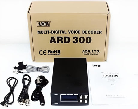 AOR ARD300 multi-digitale voice decoder met meegeleverde accessoires en originele verpakking