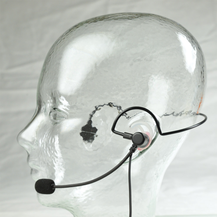 Albrecht HS-02T professionele headset voor Tell Me en Multicom gedragen door model