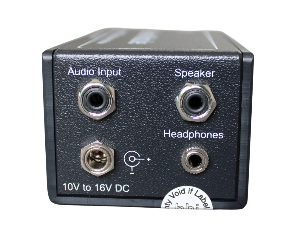 BHI noise cancelling DSP module achterzijde met aansluitingen voor audio, speaker en koptelefoon