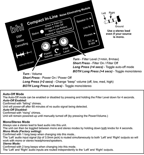 BHi Noise Cancelling In-Line DSP module