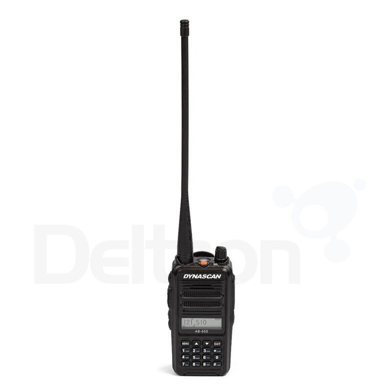 Dynascan AB-650 transceiver met display, toetsenbord en antenne