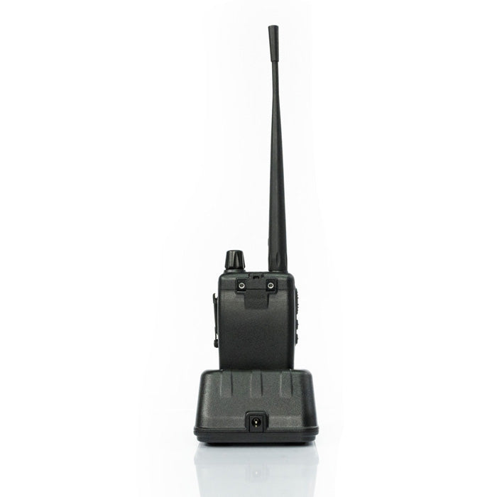 Alan HP408L UHF transceiver in desktop lader van achteren gezien