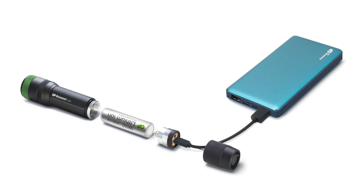 GP CR41 Oplaadbare, waterdichte zaklamp met 650 lumen. Oplaadbaar aan een powerbank