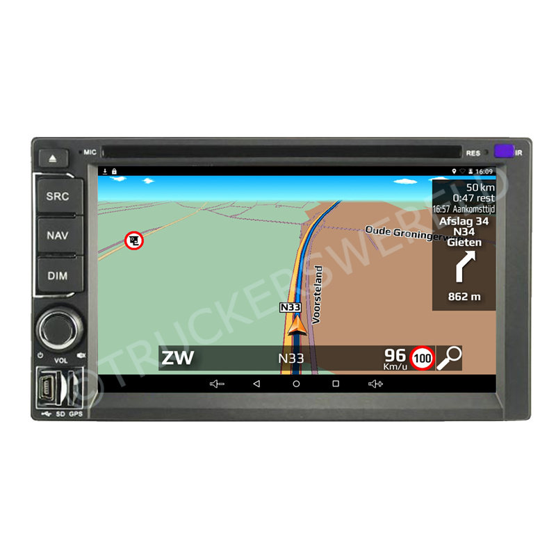 Aguri RV-7000M 2-DIN inbouw camper navigatiesysteem met levenslange gratis software en wegenkaarten updates