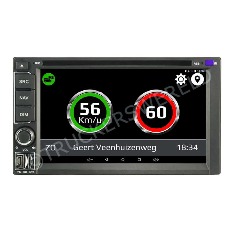 Aguri RV-7000M 2-DIN camper navigatie met waarschuwing voor snelheid en flitspalen