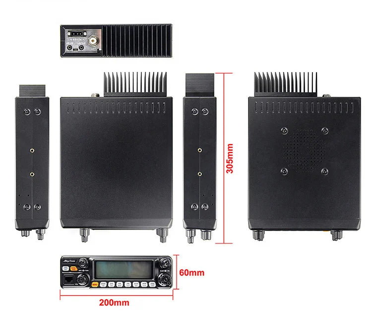 Jopix AT-5555N II mobiele transceiver voor. de 10M en HF-band, afmetingen van. hettoestel