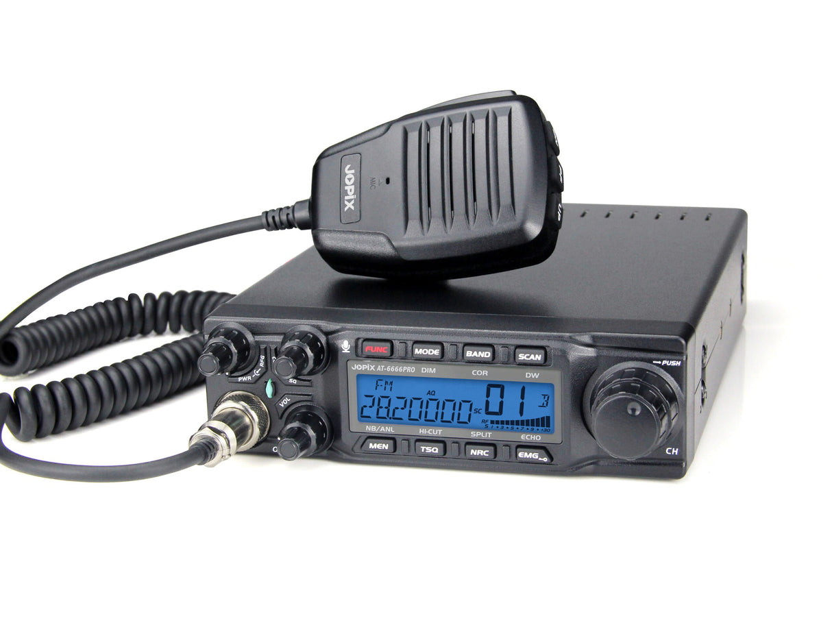 Jopix AT-6666PRO mobiele transceiver voor de 10M en HF-band, 80W PEP, compact en 7-kleuren display