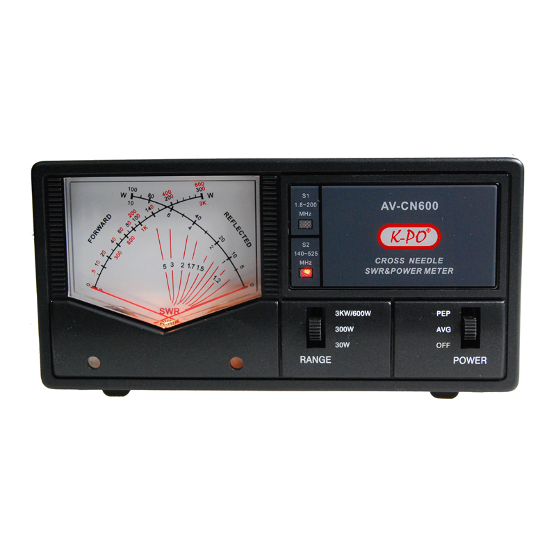 K-PO AV-CN600 SWR en Watt meter met kruisnaald display en bedieningsknoppen