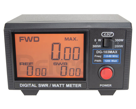 KPO DG-103MAX SWR en vermogensmeter voorzijde met groot display en knoppen