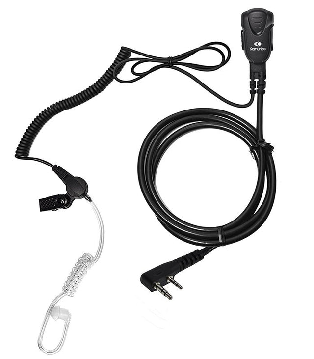 Komunica PWR-TUB-K headset met microfoon. 2-pins connector met Kenwood berading