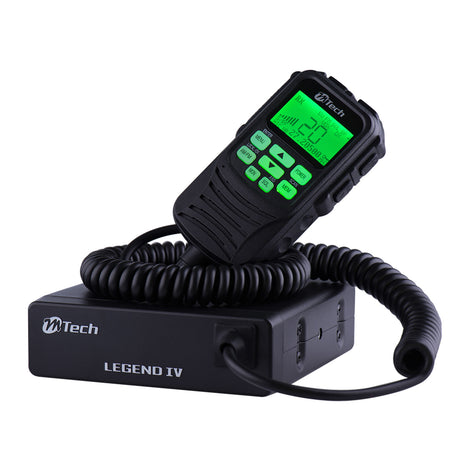 M-Tech legend IV 27MC transceiver met multifunctionele microfoonknoppen en groene verlichting