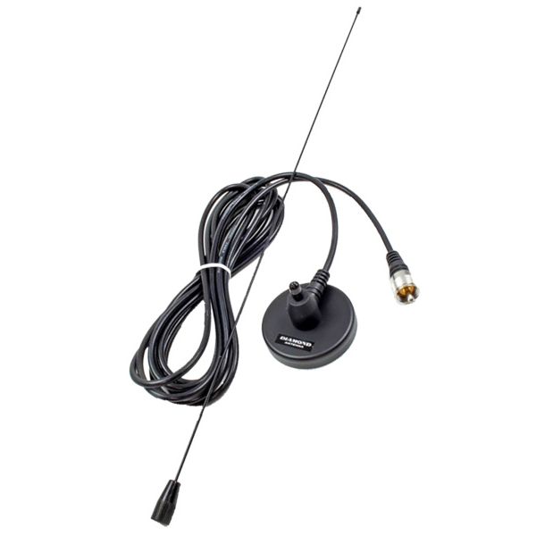 Diamond MC-100 mobiele magneetvoet antenne met 4m coaxkabel en connector voor de VHF-band