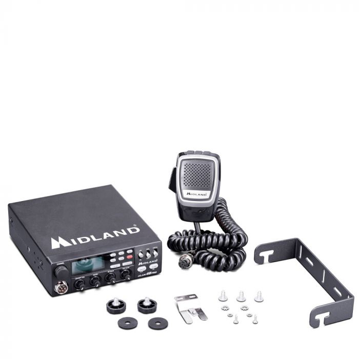 Midland Alan 48 Pro 27MHz en CB radio met alle accessoires die meegeleverd worden 