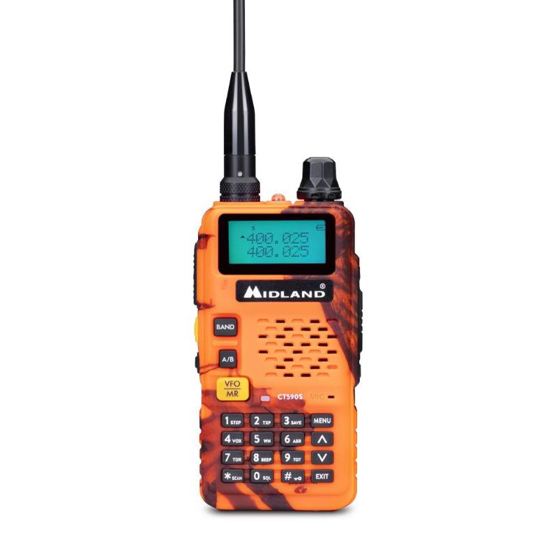 Midland CT-590S draagbare UHF/VHF transceiver in de kleur blaze met groot toetsenbord en display