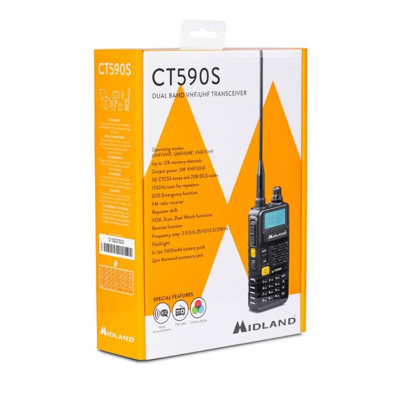 Midland CT-590S portable UHF/VHF transceiver in de verpakking