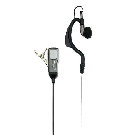 Midland MA21 KLi headset met 2-pin Kenwood bedrading, PTT en VOX, draaibare clip en verstelbare oortje met oorhaak