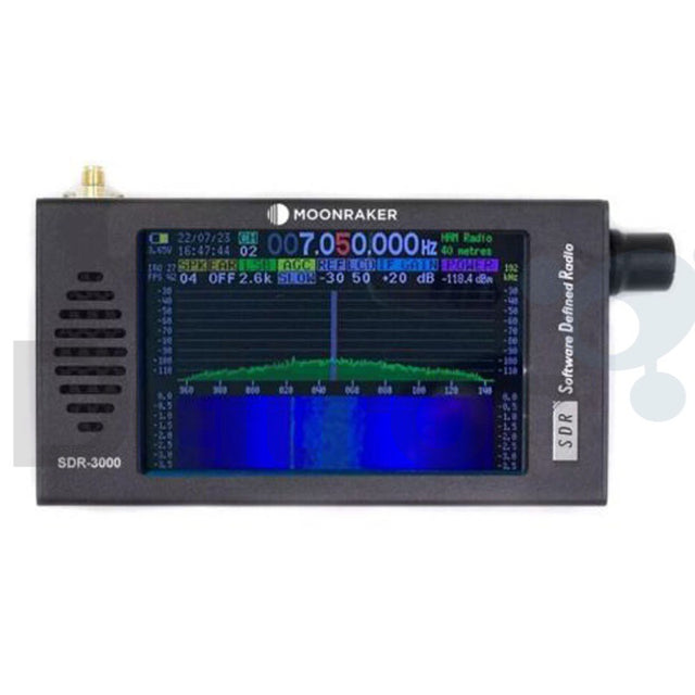 Moonraker SDR-3000 SDR receiver met 4,3 inch touchscreen, draaiknop, telescopische antenne en luidspreker