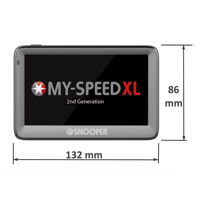 Snooper My Speed XL G2 GPS 2nd generation snelheidswaarschuwingen, afmetingen van het display