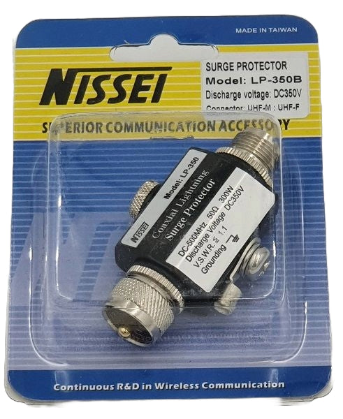 Nissei LP-350B overspanningsbeveiliging met twee N-Male connectoren