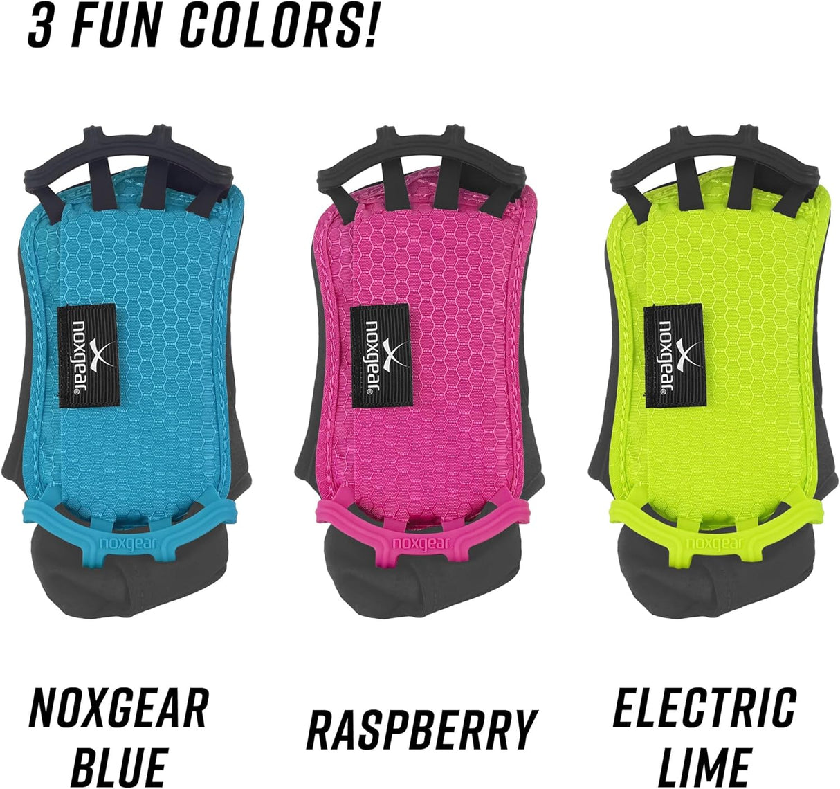 Noxgear smartphone houdervoor hardlopers en wandelaars in de kleuren blauw, roze en limegroen