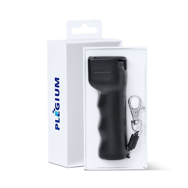 Plegium smart mini zelfverdedigingspray met sleutelhanger in de verpakking