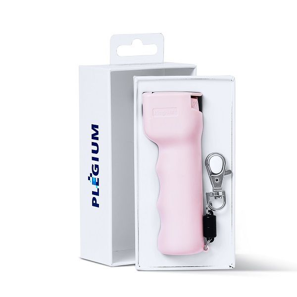 Plegium smart mini self defence spray with keychain and package in pink colour