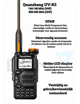 Quansheng UV-K5 UHF/VHF portofoon met veel functies en zeer gunstige prijs