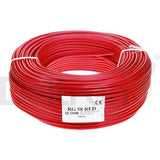 U ziet hier een rol van 100 meter RG58 RED MIL-C-17 Coaxkabel in de kleur rood