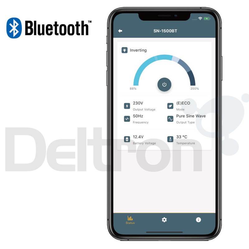 Omvormer 12V-230V met Bluetooth app