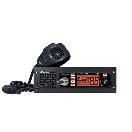 Stabo XM 3008E-R VOX mobiele 27MHz transceiver met DIN-frame en luidspreker aan de voorzijde