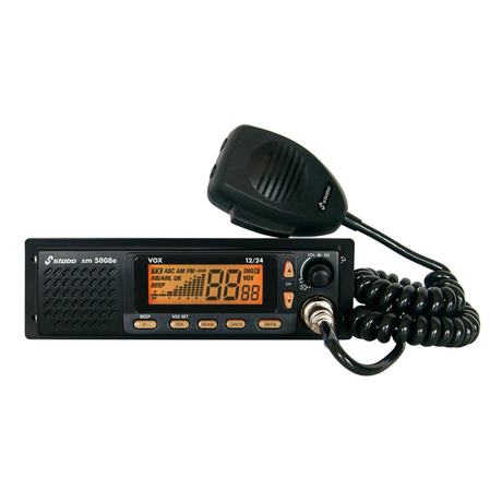 Stabo XM 5008E-R VOX 27MC transceiver met groot display, microfoon en luidspreker aan de voorzijde