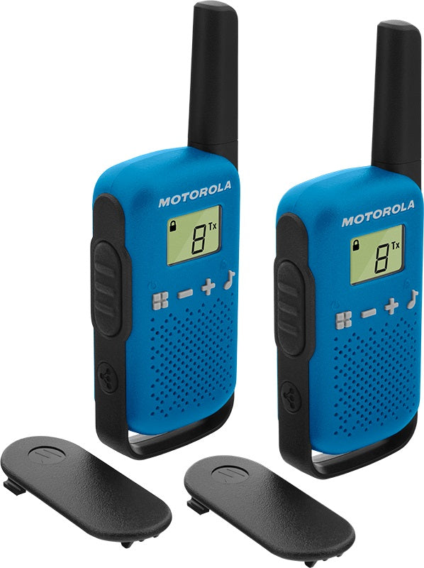 Motorola T42 set van 2 vergunningsvrije portofoons in kleur blauw