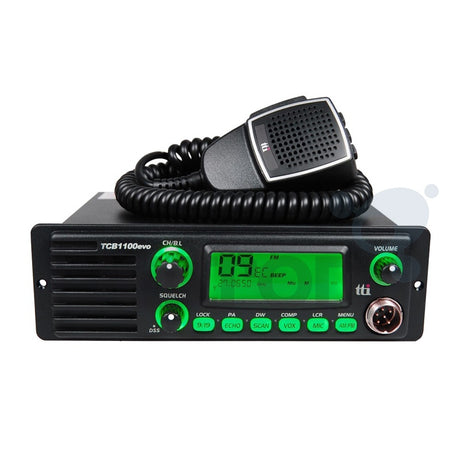 TTi TCB-1100 EVO mobiele 27MC transceiver werkt moeiteloos op zowel 12 als 24 Volt