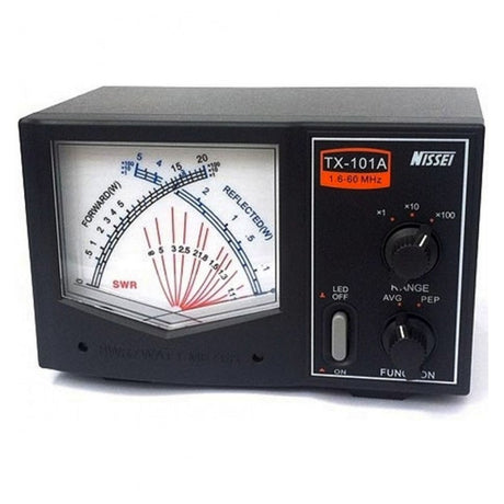 Nissei TX-101A SWR en Watt meter voorzijde met display en bediening