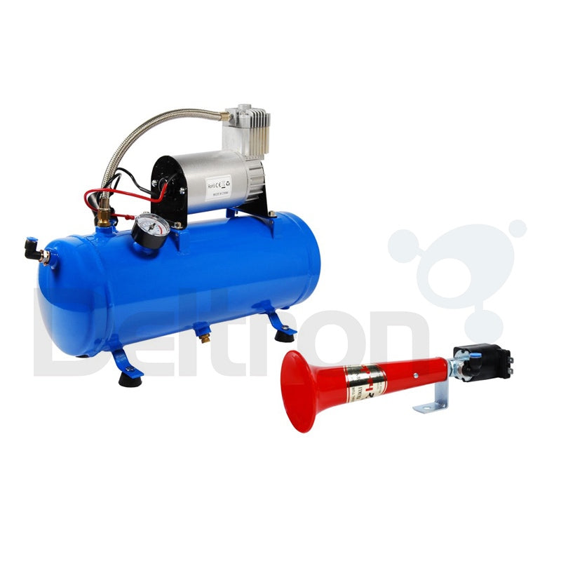 HI-DO luchthoorn set 12V met het geluid van een Turkse fluit inclusief tank en compressor