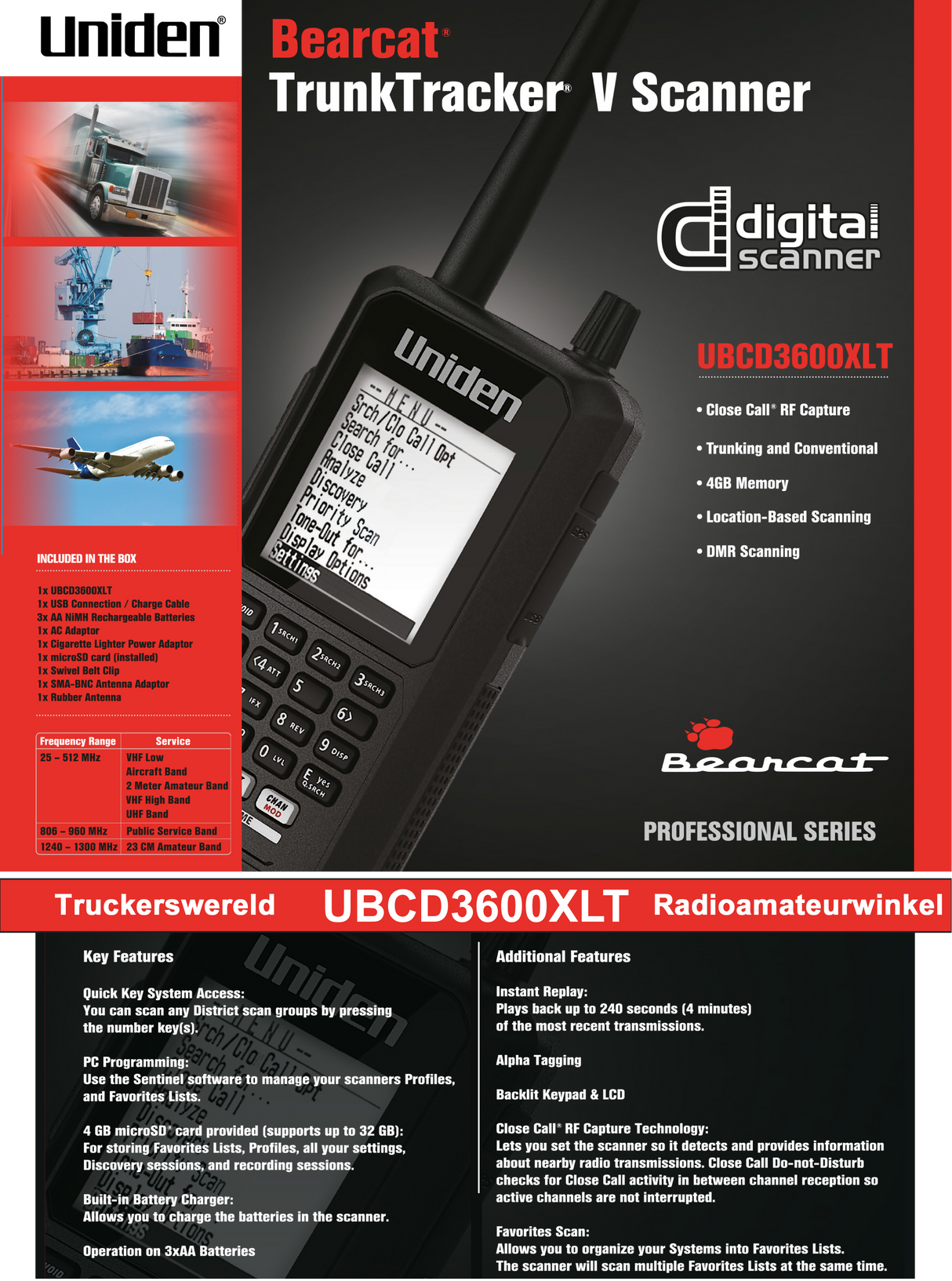 Uniden UBCD3600XLT handheld scanner brochure