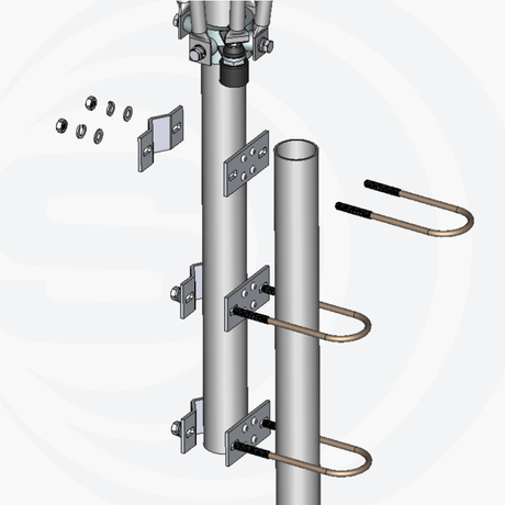 Sirio New Vector 4000 basisantenne aan een antennemast monteren met montageset