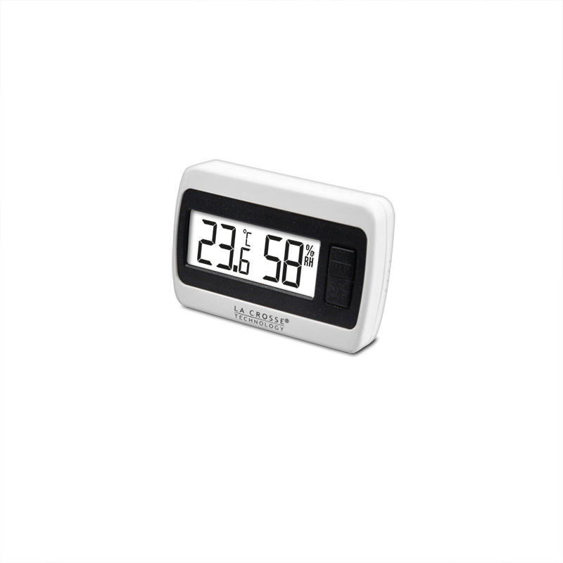 La Crosse WS-7005 veelzijdige thermometer hygrometer, compact model in de kleur wit met groot digitaal display