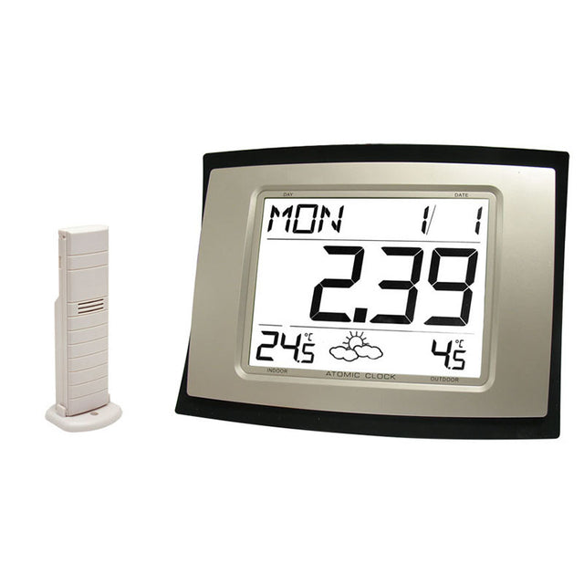 La Crosse WS8167 digitale wall klok met binnen- en buitentemperatuur weergave. Inclusief sensor