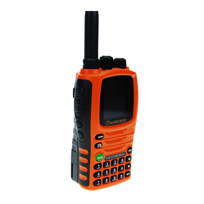 Wouxun KG-UV9D Mate cross-band transceiver in kleur oranje van zijkant gezien