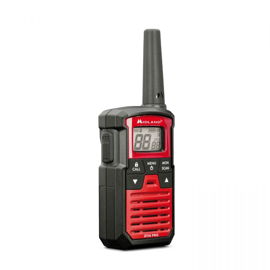 Midland XT10 PRO PMR446 walkie talkie in de kleur rood met zwart