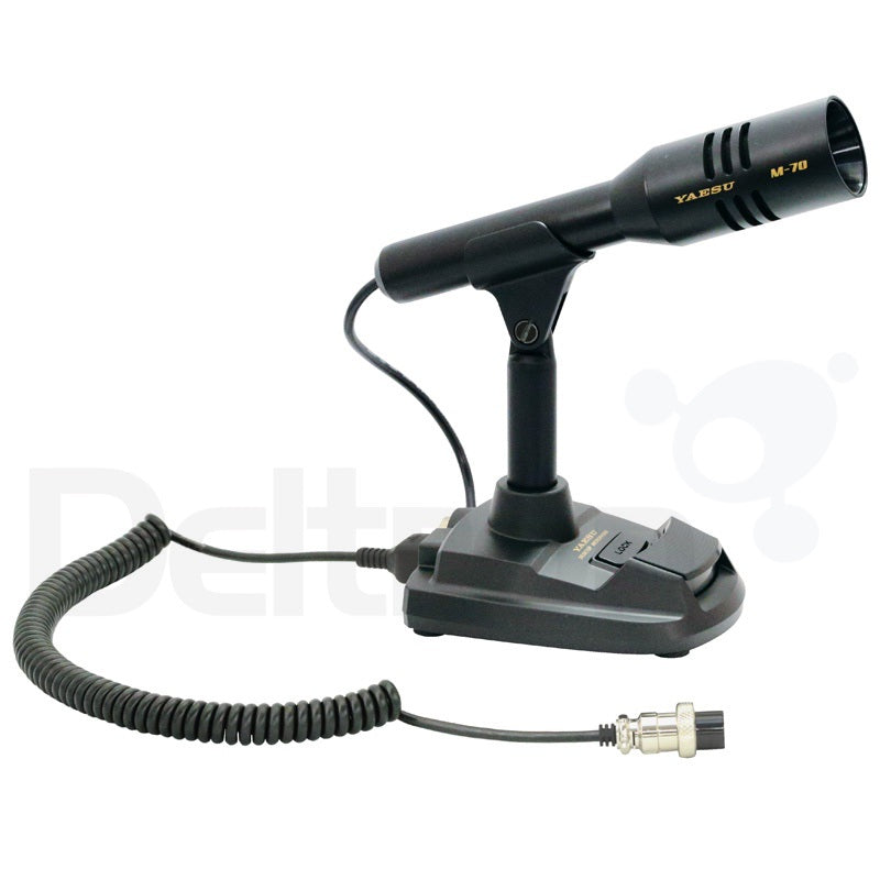 Yaesu M-70D tafelmicrofoon met microfoonkabel met gedeeltelijke spiraalsnoer en een connector