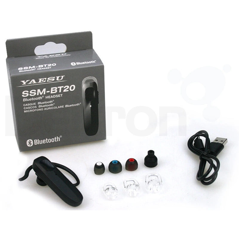 Yaesu SSM-BT20 headset Bluetooth 5.0 met meegeleverde accessoires en verpakking