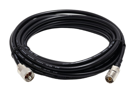 Diamond 5D5MJ 5 meter coaxkabel met UHF-Male (PL259) en UHF-Female (SO239) connectoren