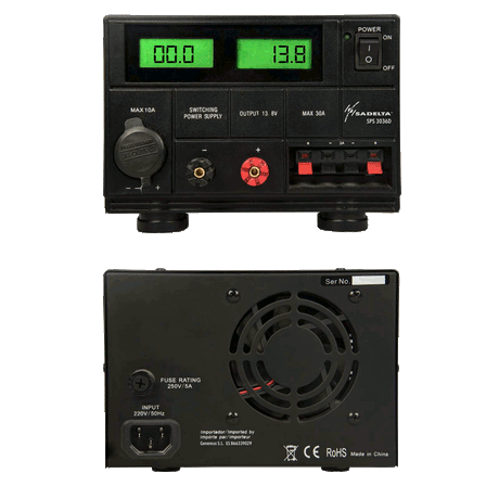 Sadelta SPS-3036D voeding voor en achterzijde